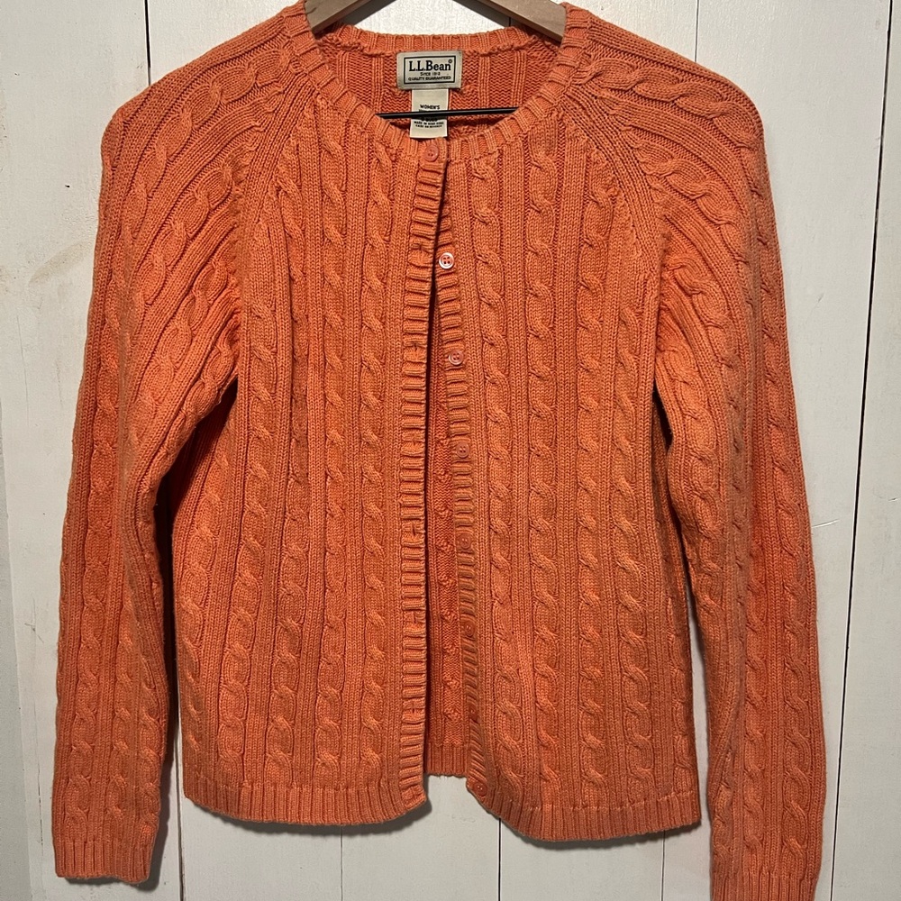 L.L. Bean Women's Vibrant Orange Cardigan